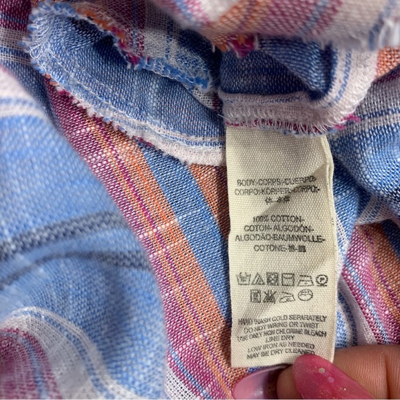 FREE PEOPLE SUMMER NIGHTS STRIPED COTTON TUNIC  MINI DRESS SHORT BELL-SLEEVE TOP - Picture 9 of 16